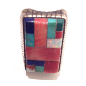 GEMSTONE STERLING RING UNIQUE TURQUOISE RARE RECTANGULAR SHAPED ONE OF A KIND